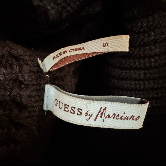 Guess by Marciano Black Wool Cable Knit Turtleneck Knit Dress Bobble Sleeve - Picture 15 of 15